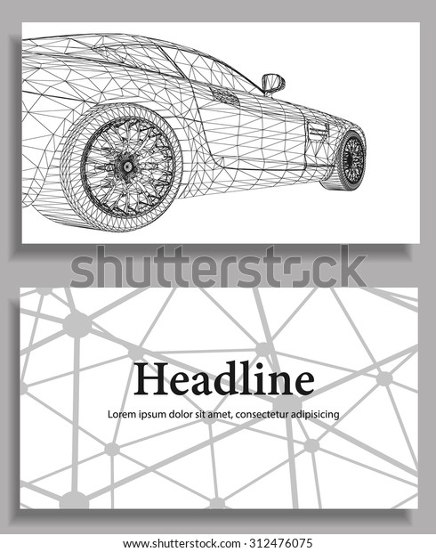 eps10 vector illustration abstract\
business card corporate style of your company. Variant design\
business card template with design elements of a sports\
car
