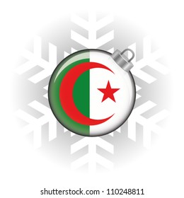 EPS10 Vector illustration of the Algeria flag in a bauble with snowflake in background