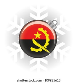 EPS10 Vector illustration of the Angolan flag in a bauble with snowflake in background