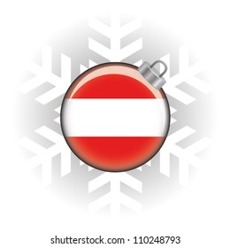 EPS10 Vector illustration of the Austria flag in a bauble with snowflake in background