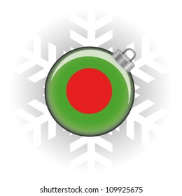 EPS10 Vector illustration of the Bangladesh flag in a bauble with snowflake in background