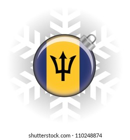 EPS10 Vector illustration of the Barbados flag in a bauble with snowflake in background