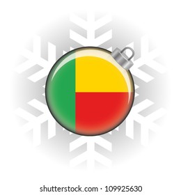 EPS10 Vector illustration of the Benin flag in a bauble with snowflake in background