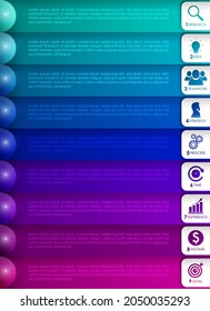 EPS10 Vector illustration. Business infographic process with realistic elements. Impact template design with icons and 9 steps.