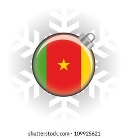 EPS10 Vector illustration of the Cameroon flag in a bauble with snowflake in background