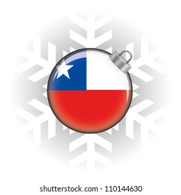 EPS10 Vector illustration of Chile flag in a bauble with snowflake in background