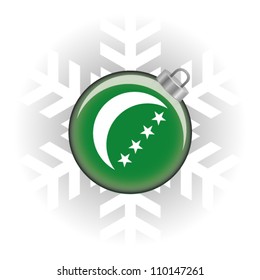 EPS10 Vector illustration of Comoros flag in a bauble with snowflake in background