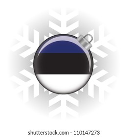 EPS10 Vector illustration of Estonia flag in a bauble with snowflake in background