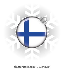 EPS10 Vector illustration of the Finland flag in a bauble with snowflake in background