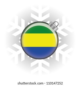 EPS10 Vector illustration of Gabon flag in a bauble with snowflake in background