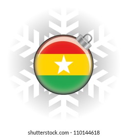 EPS10 Vector illustration of Ghana flag in a bauble with snowflake in background