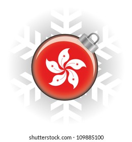 EPS10 Vector illustration of the Hong Kong flag in a bauble with snowflake in background