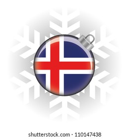 EPS10 Vector illustration of Iceland flag in a bauble with snowflake in background