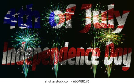 EPS10. Vector illustration. Independence Day of America Day on 4th July against the background of the American flag in a mosaic style.