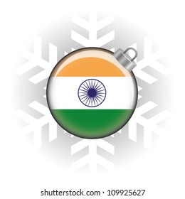 EPS10 Vector illustration of the Indian flag in a bauble with snowflake in background