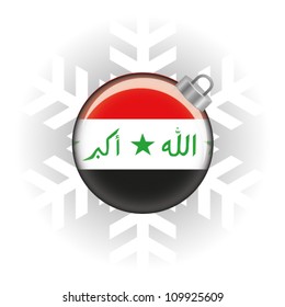 EPS10 Vector illustration of the Iraq flag in a bauble with snowflake in background