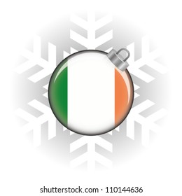 EPS10 Vector illustration of Ireland flag in a bauble with snowflake in background