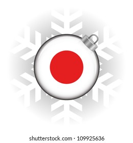 EPS10 Vector illustration of the Japanese flag in a bauble with snowflake in background
