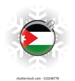 EPS10 Vector illustration of the Jordan flag in a bauble with snowflake in background