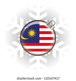 EPS10 Vector illustration of Malaysia flag in a bauble with snowflake in background