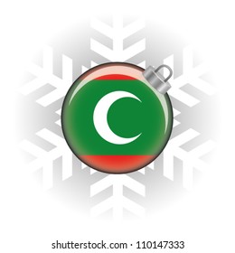 EPS10 Vector illustration of Maldives flag in a bauble with snowflake in background