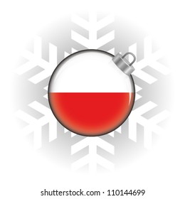 EPS10 Vector illustration of Poland flag in a bauble with snowflake in background