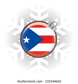 EPS10 Vector illustration of Puerto Rico flag in a bauble with snowflake in background