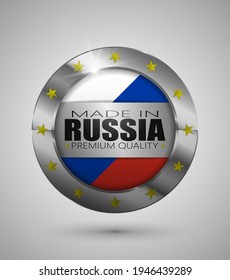 EPS10 Vector illustration. Realistic button. Made in Russia, Premium Quality. Perfect for any use.