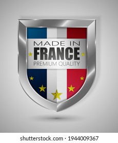 EPS10 Vector illustration. Realistic shield. Made in France, Premium Quality. Perfect for any use.	