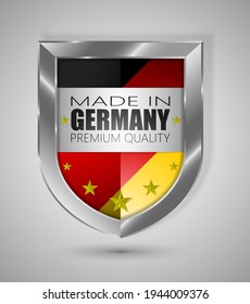 EPS10 Vector illustration. Realistic shield. Made in Germany, Premium Quality. Perfect for any use.	
