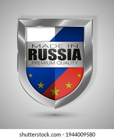 EPS10 Vector illustration. Realistic shield. Made in Russia, Premium Quality. Perfect for any use.	