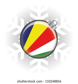 EPS10 Vector illustration of the Seychelles flag in a bauble with snowflake in background