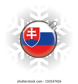 EPS10 Vector illustration of Slovakia flag in a bauble with snowflake in background