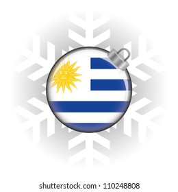 EPS10 Vector illustration of the Uruguay flag in a bauble with snowflake in background