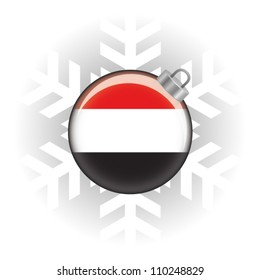 EPS10 Vector illustration of the Yemen flag in a bauble with snowflake in background