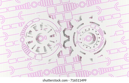 eps10. Vector image abstract futuristic, three-dimensional white sheet of gear