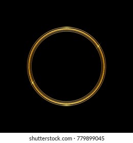 Eps10 vector isolated shiny golden glitter texture round frame design