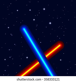 EPS10 vector light swords on night sky