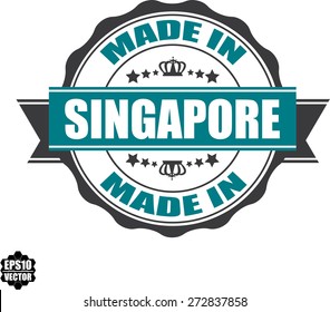 EPS10 Vector : Made In Singapore Grunge Rubber Stamp with Star And Ribbon. (Sticker, Tag, Icon, Symbol) 