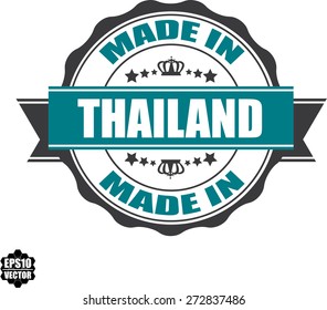 EPS10 Vector : Made In Thailand Grunge Rubber Stamp with Star And Ribbon. (Sticker, Tag, Icon, Symbol) 