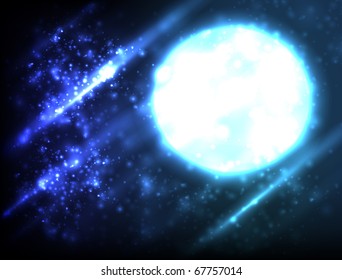 EPS10 vector moon against dark background; composition is colored in shades of blue