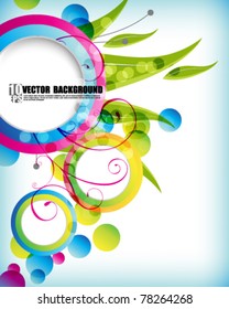 eps10 vector multicolor foliage round frame background