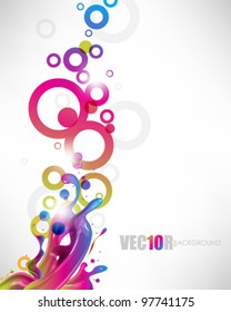 eps10 vector multicolor ink splash with rings design