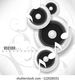 eps10 vector music note speaker and foliage design