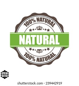 EPS10 Vector : Natural Grunge Rubber Stamp with Crown and Green Ribbon. (Sticker, Tag, Icon, Symbol) 