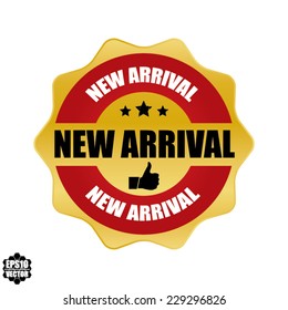EPS10 Vector: New Arrival Label with Gold Badge And Red Sign. 