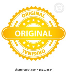 EPS10 Vector : Original Rubber Stamp (Sticker, Tag, Icon, Symbol) with Yellow color, isolated on white background 