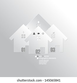 eps10 vector overlapping house icon infographics background