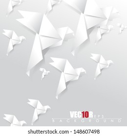 eps10 vector overlapping origami birds design