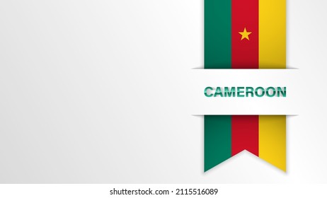 EPS10 Vector Fondo patriótico con los colores de la bandera de Camerún y escrito con reflexión. Un elemento de impacto para el uso que desea hacer de él.